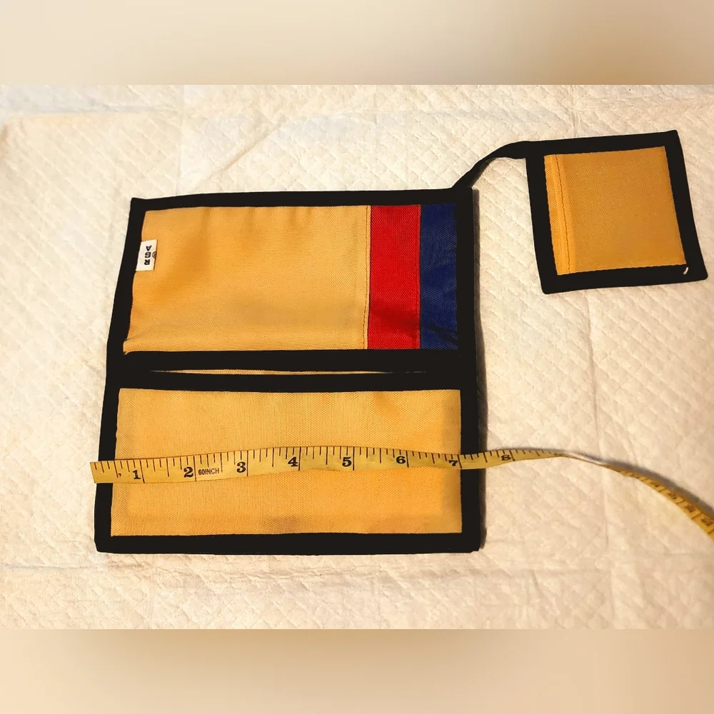 NWT 1980s waterproof Roger Gimbel Foldable Wallet w Coin Pouch Beige red Nylon